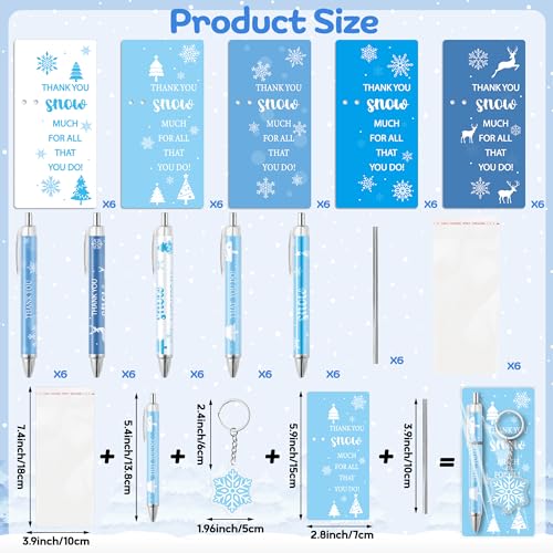 ANGOLIO Winter Snowflake Gifts Bulk 230Pcs Winter Snowflake Bookmarks Ballpoint Pens Keychains Employee Christmas Appreciation Gifts, Classroom Office Home Party Supplies Thank You Gift for Kid Adult - Image 2
