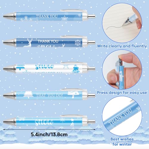 ANGOLIO Winter Snowflake Gifts Bulk 230Pcs Winter Snowflake Bookmarks Ballpoint Pens Keychains Employee Christmas Appreciation Gifts, Classroom Office Home Party Supplies Thank You Gift for Kid Adult - Image 4