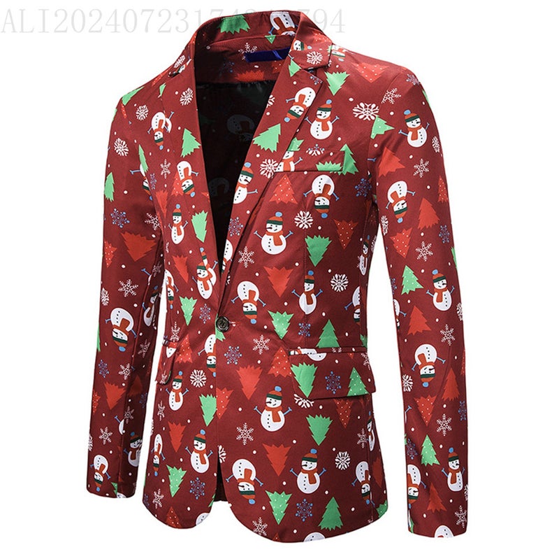 Long-Term Stock 2023 New Christmas 3D Printed Suit Waistcoat Trousers Suit 3-Piece Set - Image 1