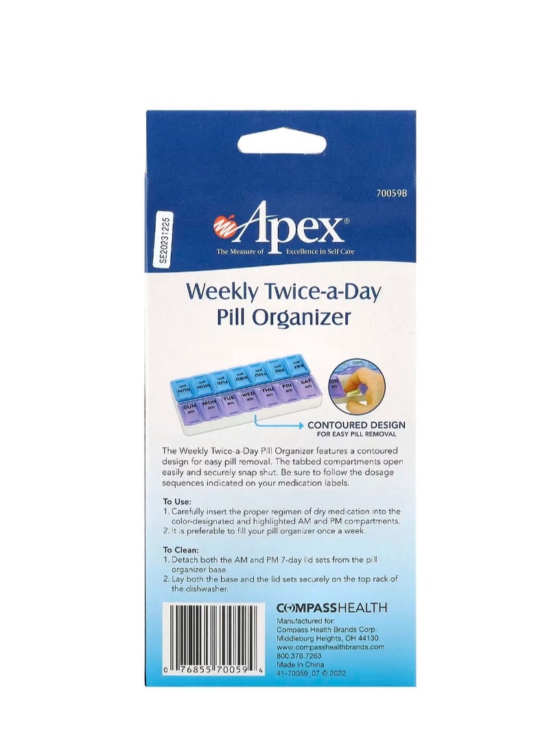 APEX Weekly Twice-A-Day Pill Organizer 1 Pill Organizer  - Image 2
