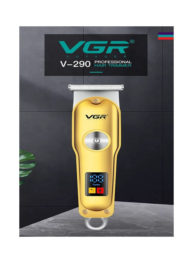VGR V-290 Professional Electric Rechargeable LED Display Hair Trimmer Gold - Image 2