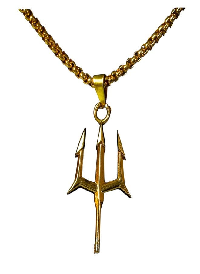 Japam Value Gold Plated Shiva Trishool Necklace - Image 1