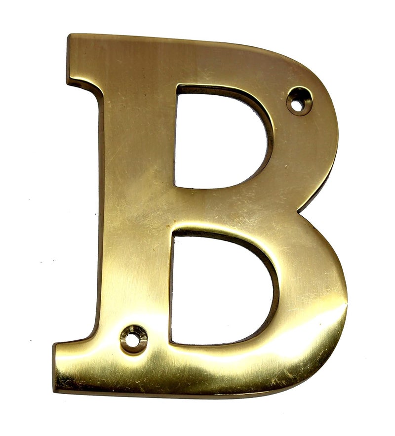 ESPLANADE Brass House Hotel Door Name Alphabets - Wall Door Plaque Alphabet Letter - Golden - 4" Inches ("B" Alphabet - 4") - Image 1