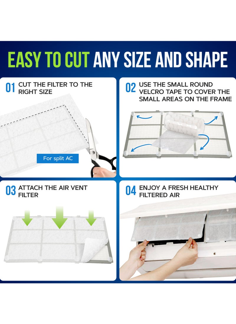 Neobloom AC Filter Electrostatic Air Filter Sheet for Healthy Anti Allergy Anti Dust Airflow for Split AC & Central Air Condtioner Vent Air Filter for Clean Air Replacement 60X300CM + Adhesive Tape  - Image 3