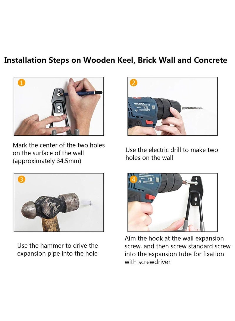 INSIJAM 2 Pack Garage Hanging Hooks Wall Mounted Garden Hose Holder Car Hose Bracket Bracing with Screws and Expansion Bolt Heavy Duty Steel Garage Storage Utility Hooks with Anti-Slip Coating - Image 3