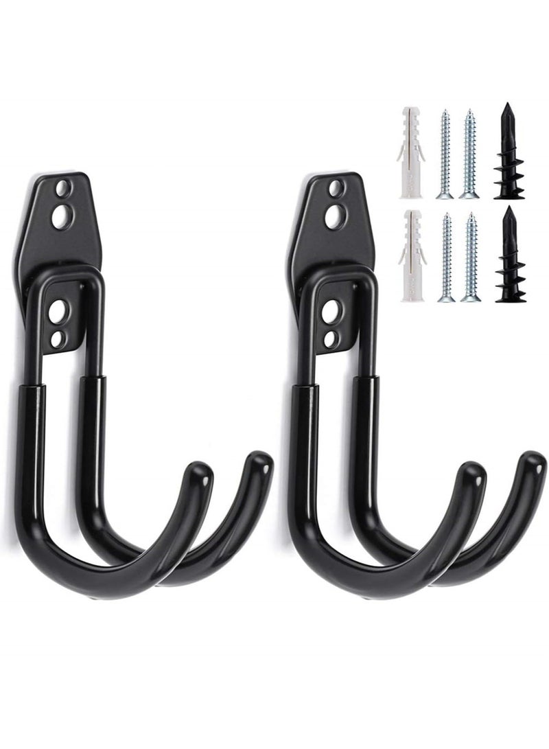 INSIJAM 2 Pack Garage Hanging Hooks Wall Mounted Garden Hose Holder Car Hose Bracket Bracing with Screws and Expansion Bolt Heavy Duty Steel Garage Storage Utility Hooks with Anti-Slip Coating - Image 1