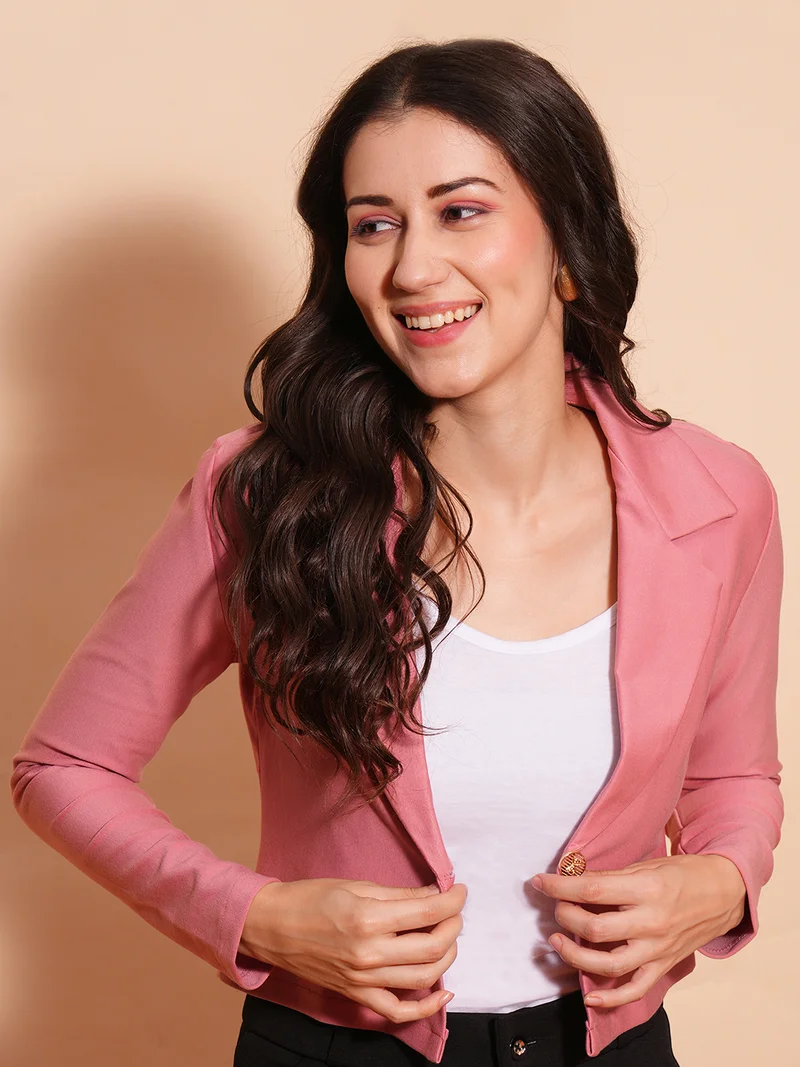 جلو باص Women Crop Open Front Jacket