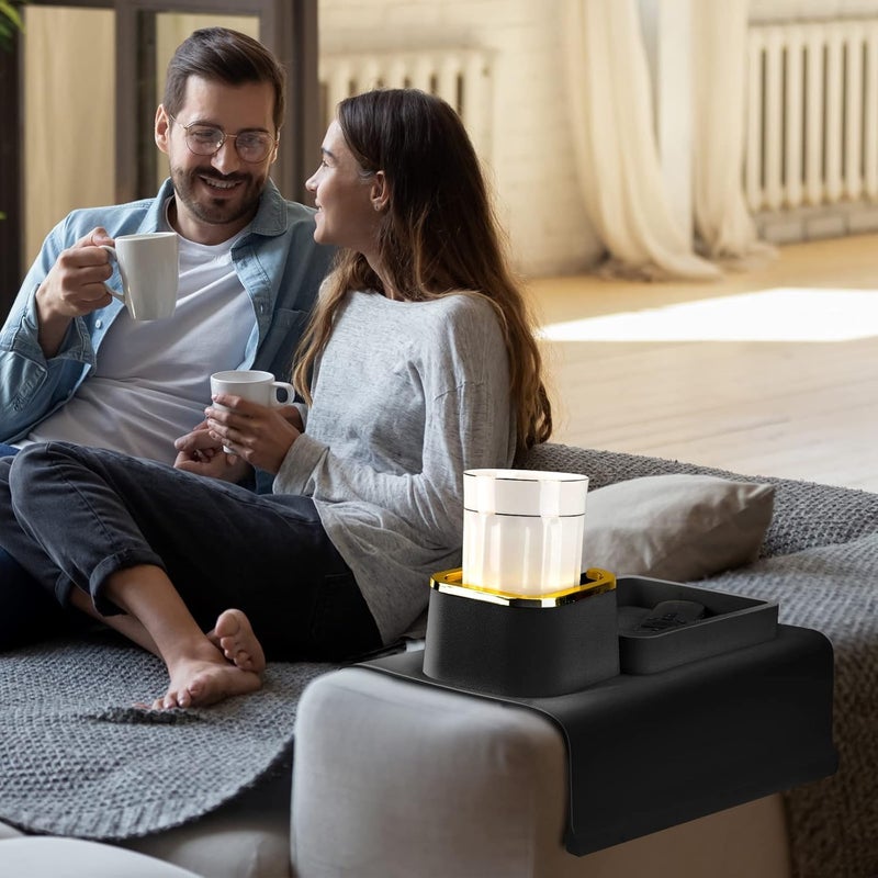 EVVIX Couch Cup Holder Silicone Sofa Armrest Tray Cup Holder Anti-Slip Sofa Coaster Arm Chair Couch Recliner Remote Control Cellphone Organizer Holder - Image 2
