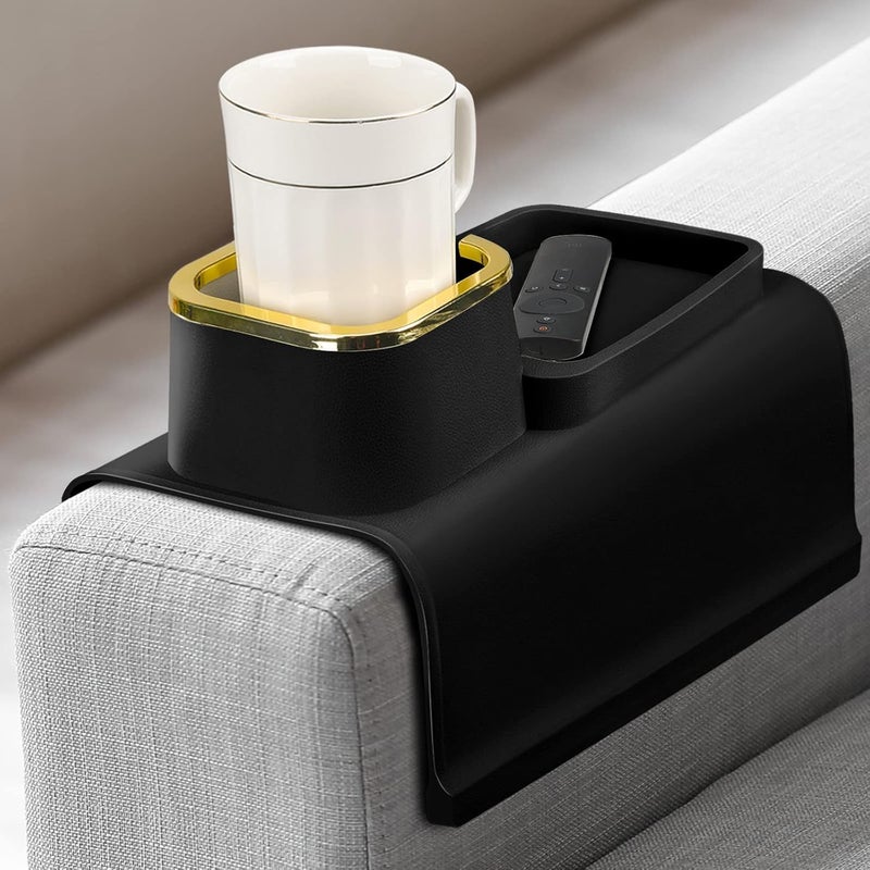 EVVIX Couch Cup Holder Silicone Sofa Armrest Tray Cup Holder Anti-Slip Sofa Coaster Arm Chair Couch Recliner Remote Control Cellphone Organizer Holder - Image 1