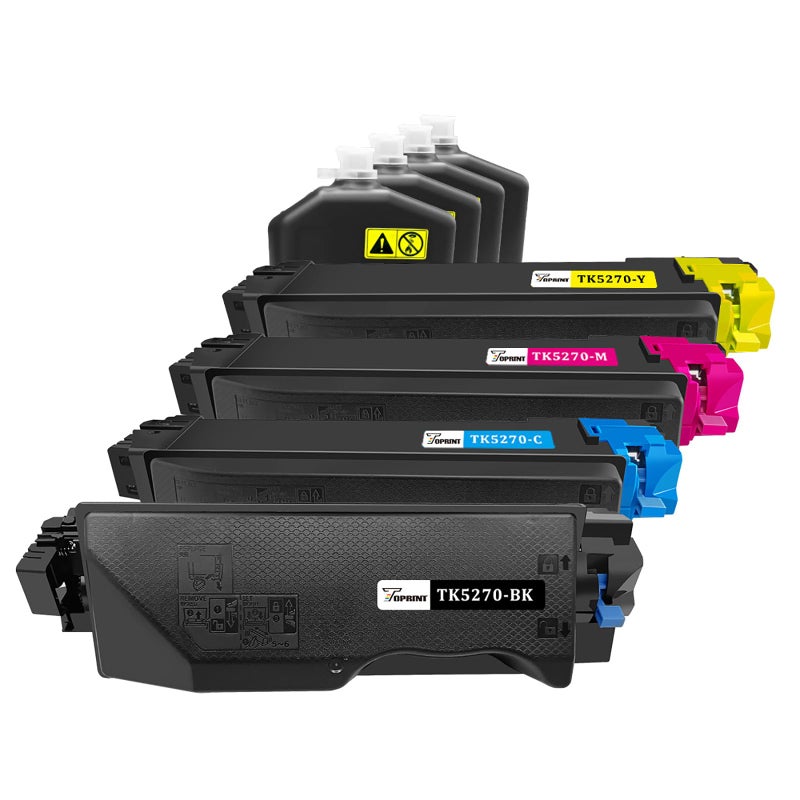 TOPRINT 4 Colors Set Compatible Toner Cartridges TK5270 TK 5270 TK-5270 8000 Pages for Black & 6000 Pages for CMY for Kyocera ECOSYS M6230cidn M6230cidnt P6230cdn M6630cidn Printers - Image 1