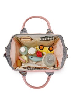 Majestic 133 3 Pcs Baby Maternity Diaper Fashion Waterproof Multifunctional large capacity backpack bag - Pink/Grey  - Image 5