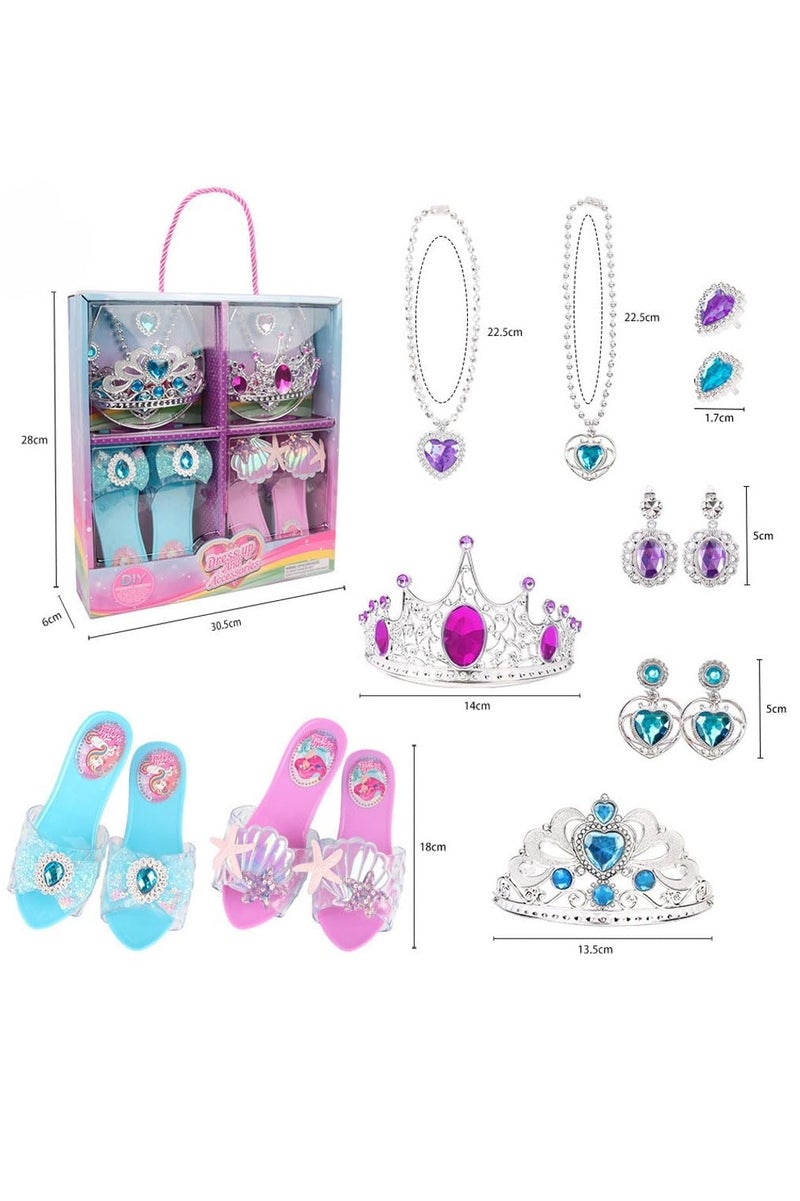 DURKU Princess Dress Up Shoes, Kids Pretend Play Includes 2 Pairs Shoes, Rings, Earrings, Crown, Girls Role Play Set Gift for 3 4 5 6 Year old Girl Toddler - Image 2