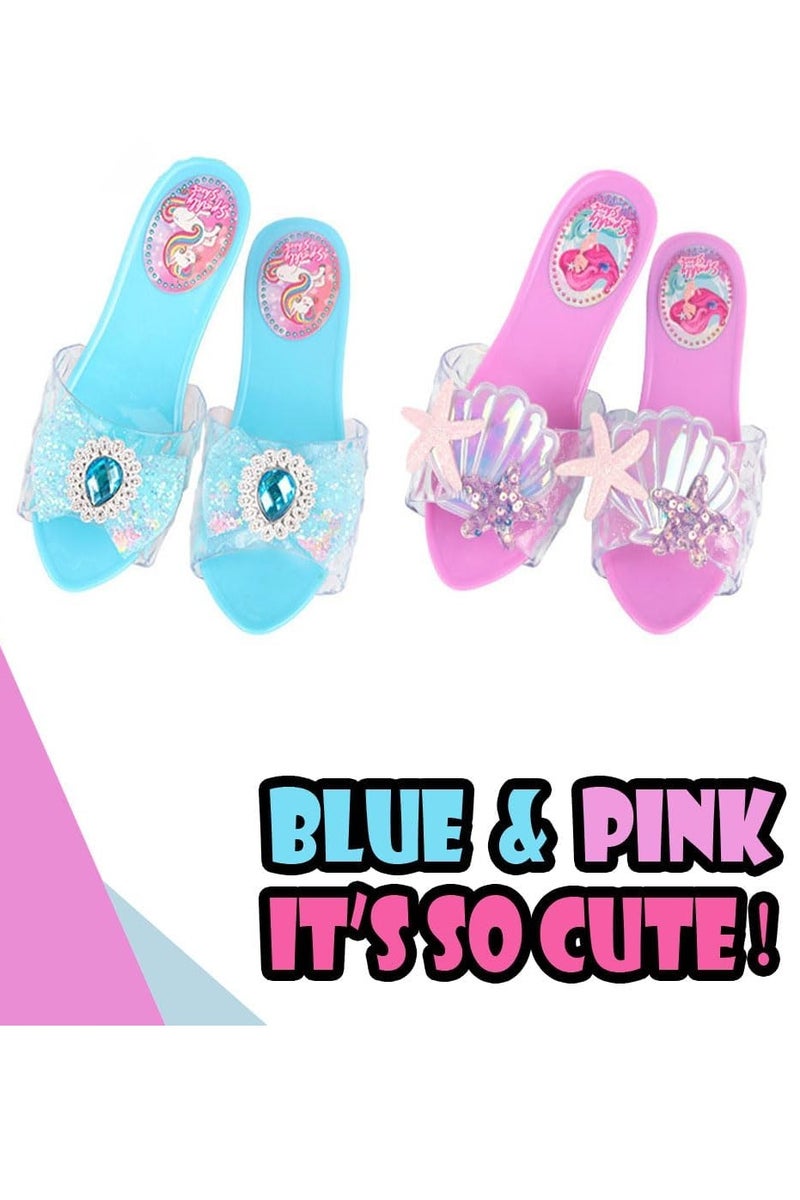 DURKU Princess Dress Up Shoes, Kids Pretend Play Includes 2 Pairs Shoes, Rings, Earrings, Crown, Girls Role Play Set Gift for 3 4 5 6 Year old Girl Toddler - Image 4