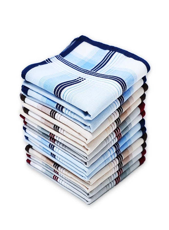 GB Selected Soft Cotton Handkerchiefs for Men with Elegant Pattern in Assorted Color, 16 inches Large hankies, Pack of 12 - Image 1