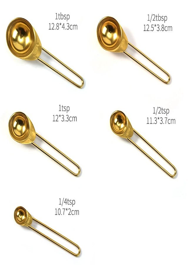 TOPZEA 9 Pcs Gold Measuring Cups and Spoons Set, Nesting Stainless Steel Kitchen Measuring Cups Stackable Tablespoons Set for Baking, Cooking Dry and Liquid Ingredients, Dishwasher Safe - Image 4