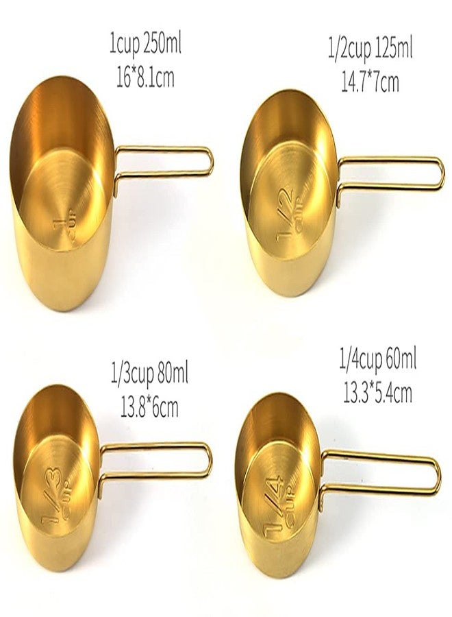 TOPZEA 9 Pcs Gold Measuring Cups and Spoons Set, Nesting Stainless Steel Kitchen Measuring Cups Stackable Tablespoons Set for Baking, Cooking Dry and Liquid Ingredients, Dishwasher Safe - Image 3