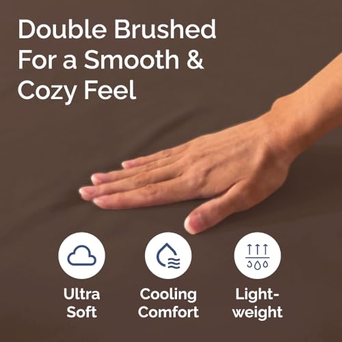 CGK Unlimited Full Fitted Bed Sheet - Bottom Single Fitted Sheet Only - Ultra-Soft Hotel Luxury Bedding w/ 8-16 Inch Deep Pockets - Breathable, Cooling & Wrinkle Free - Easy-Care, Fade & Shrink Resistant - Brown - Image 5