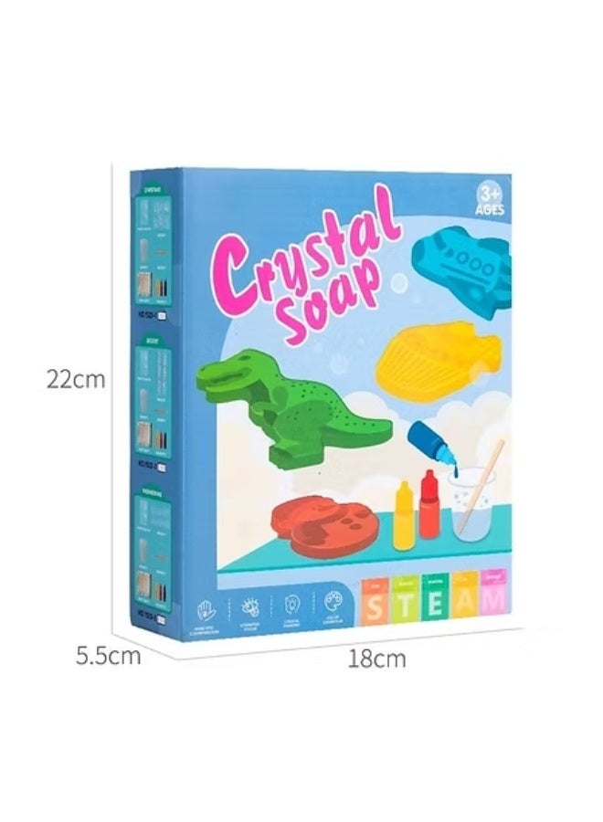 Twisoo Crystal Soap Making Kit for Kids - 3+ AGES - STEM Educational DIY Toy for Hand-Eye Coordination & Creativity - Features Green Dinosaur, Blue Spaceship, Yellow - Image 3