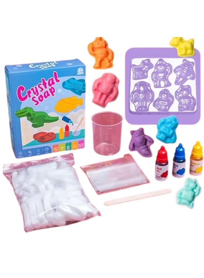 Twisoo Crystal Soap Making Kit for Kids - 3+ AGES - STEM Educational DIY Toy for Hand-Eye Coordination & Creativity - Features Green Dinosaur, Blue Spaceship, Yellow - Image 1