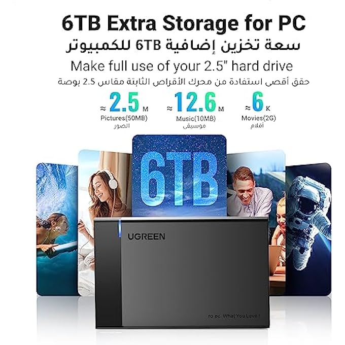 rayihni HARD DRIVE ENCLOSURE ADAPTER USB 3.0 TO SATA EXTERNAL HARD DISK CASE COMPATIBLE FOR 2.5 INCH 9.5MM 7MM SANDISK, WD, SEAGATE, TOSHIBA, SAMSUNG, HITACHI SATA III, HDD, SSD 6TB,PS5, PS4 - Image 3