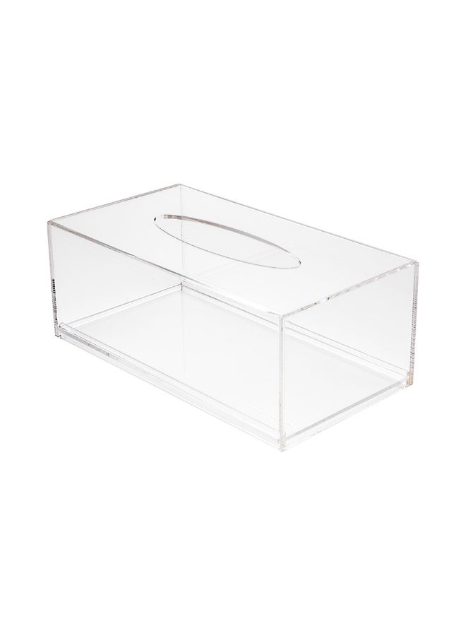 Restaurantware Clear Tek 8.7 x 4.7 x 3.4 Inch Rectangle Tissue Box, 1 Lightweight Tissue Box Dispenser - Refillable, Premium, Clear Acrylic Tissue Holder, For Bathroom, Desktop, Vanity, Dresser - Image 1