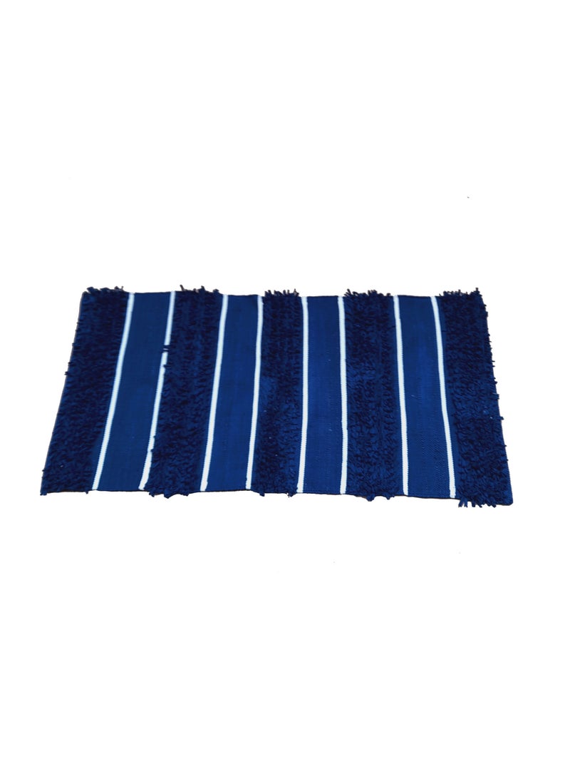 Bazaar Misr - Eco-Friendly rag rug cotton shaggy Blue - Image 1