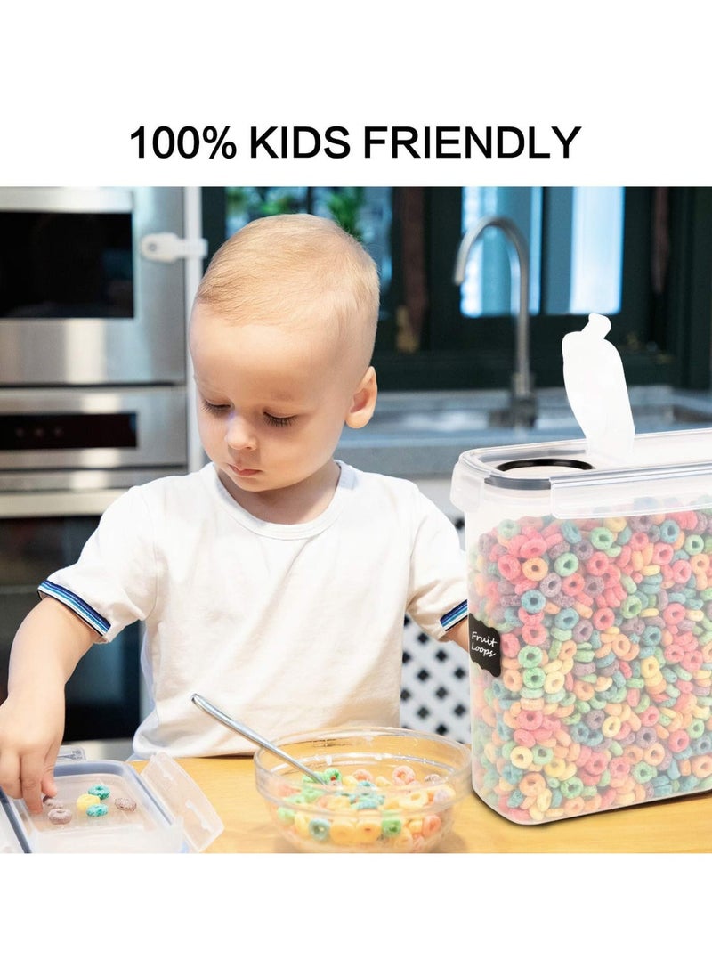Modanoir Cereal Storage Container Set, BPA Free Plastic Airtight Food Storage Container 135.2 fl oz for Snacks and Sugar, 4 pcs Cereal Dispensers with 24 Chalkboard Labels, Black