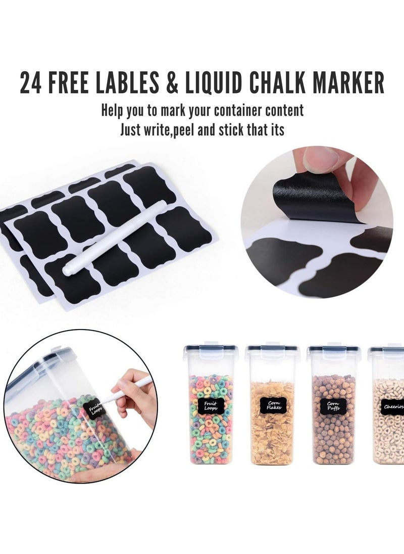 MODANOIR Modanoir Cereal Storage Container Set, BPA Free Plastic Airtight Food Storage Container 135.2 fl oz for Snacks and Sugar, 4 pcs Cereal Dispensers with 24 Chalkboard Labels, Black  - Image 5