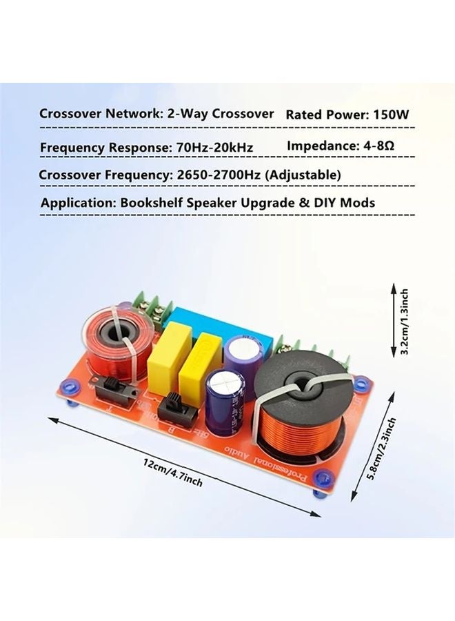 1pc 2 Way HiFi Audio Crossover For Bookshelf Speakers 150W High Low Frequency Adjustable - Image 3