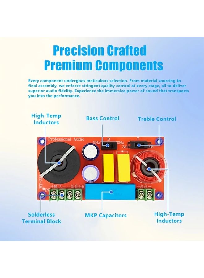 1pc 2 Way HiFi Audio Crossover For Bookshelf Speakers 150W High Low Frequency Adjustable - Image 4