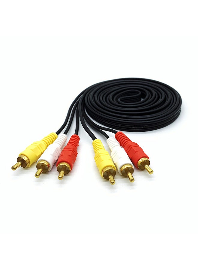 Av Line Three Pairs Of Three-tone Video Line 3RCA-3RCA Six Lotus Line TV Set-top Box Connection Line 1.5M3 Meters-Color:AV Line Three To Three-Line Length:3M - Image 1