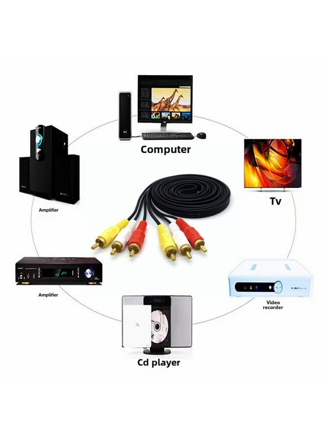 Av Line Three Pairs Of Three-tone Video Line 3RCA-3RCA Six Lotus Line TV Set-top Box Connection Line 1.5M3 Meters-Color:AV Line Three To Three-Line Length:3M - Image 3