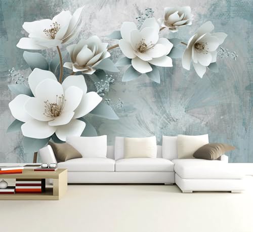 WFBHUAGreen Floral Wallpaper Mural Modern Large 3D Art Flower Wallpaper for Living Room Bedroom Bathroom Wall MuralNot Peel and Stick - Image 3