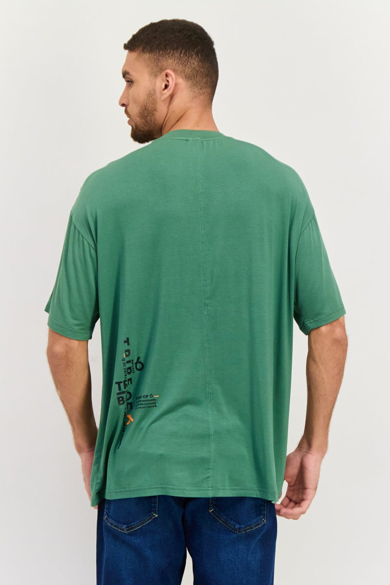 TRIBE OF 6 Men Crew Neck Short Sleeve Plain T-Shirts, Green - Image 3