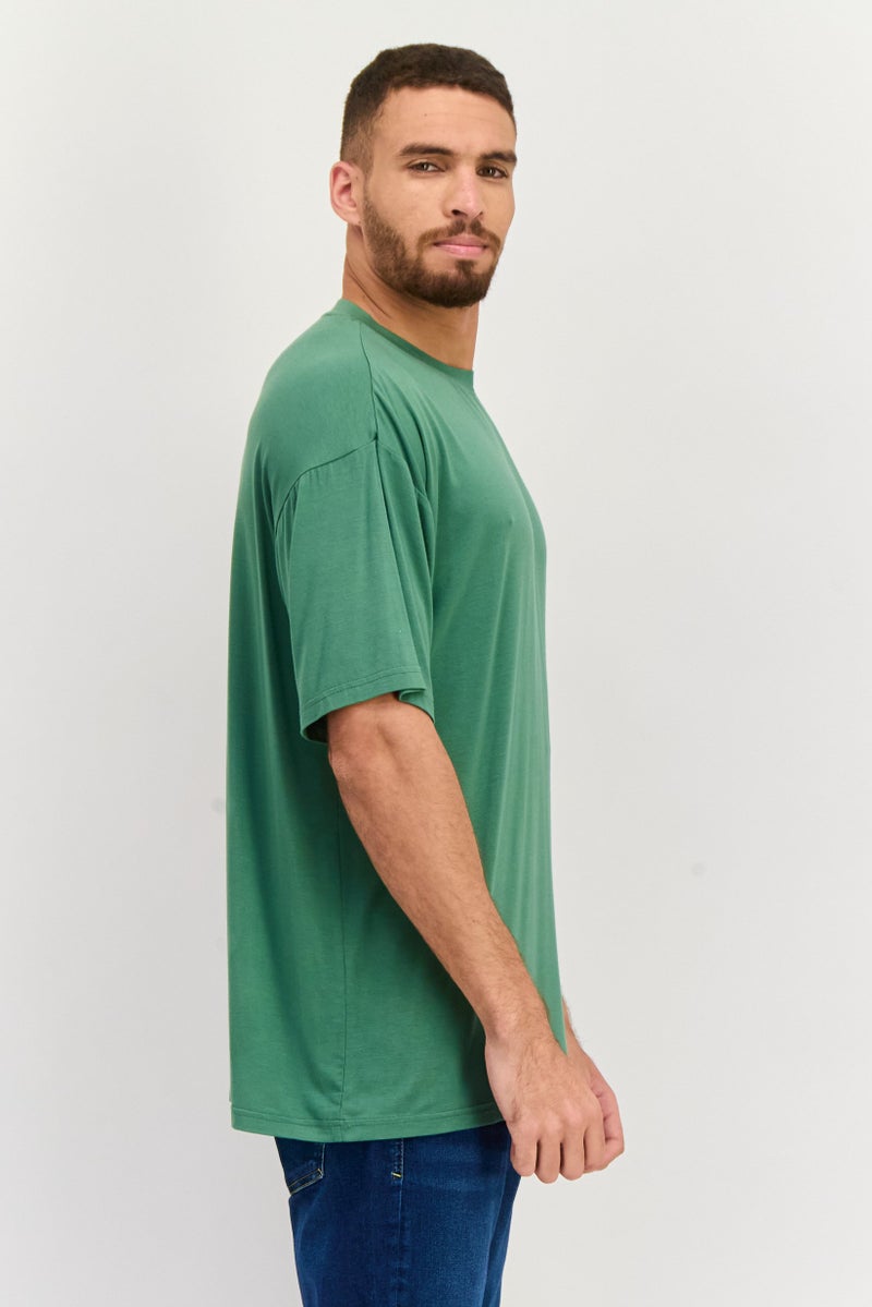 TRIBE OF 6 Men Crew Neck Short Sleeve Plain T-Shirts, Green - Image 2