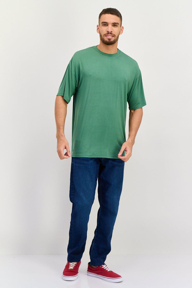 TRIBE OF 6 Men Crew Neck Short Sleeve Plain T-Shirts, Green - Image 4
