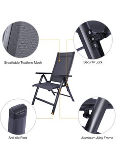 AWOKZA AWOKZA Garden ChairsFoldable 7Way Adjustable Backrest with ArmrestsAluminium Folding Chairs for Garden Balcony Patios Weatherproof  - Image 4