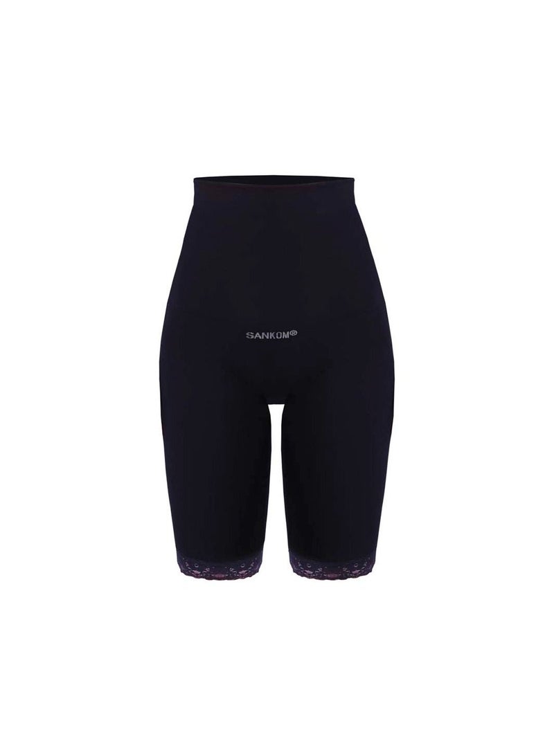 Sankom - Patent Short Shaper with Lace, Black L/XL - Image 1