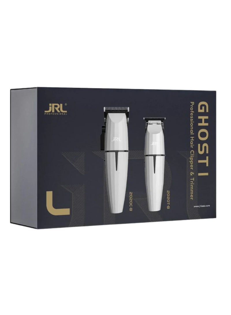 جي آر إل بروفيشنال مجموعة JRL Ghost | ماكينة قص وتشذيب الشعر، موديلات 2020C-B و2020T-B | تعمل لاسلكياً، تشغيل هادئ، تقنية شفرة التدرج | طقم عناية بالشعر | اللون الأبيض - Image 3