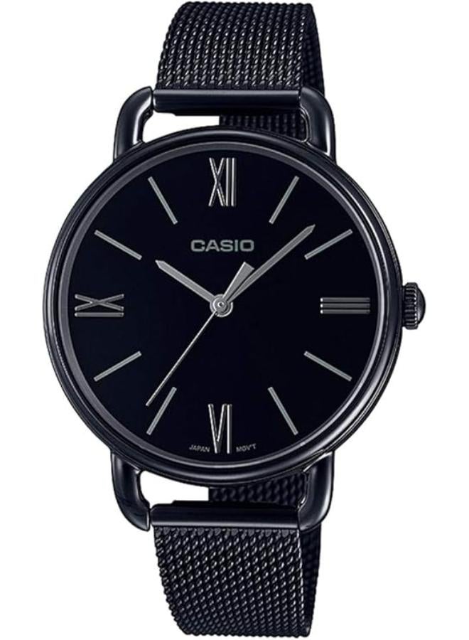 Casio Watch for Women LTP-E414MB-1ADF Analog Stainless Steel Mesh Band Black - Image 1