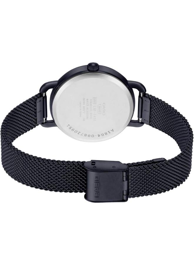 Casio Watch for Women LTP-E414MB-1ADF Analog Stainless Steel Mesh Band Black - Image 3