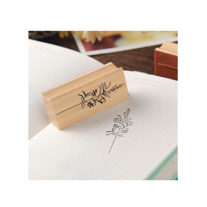Zikra 8 Pieces Wood Mounted Rubber Stamps, Plant Flower Vintage Lotus Series Decorative Wood Rubber Seal Stamp for DIY Craft, Letters Diary and Craft Scrapbooking, Gift Wrapping and Cards - Image 4