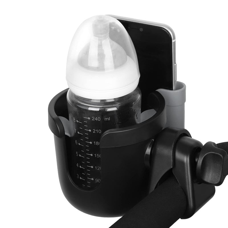 Accmor Stroller Cup Holder with Phone Holder, Bike Cup Holder, Universal Cup Holder for Uppababy Nuna Doona Strollers, 2-in-1 Cup Phone Holder for Stroller, Bike, Wheelchair, Walker, Scooter - Image 2