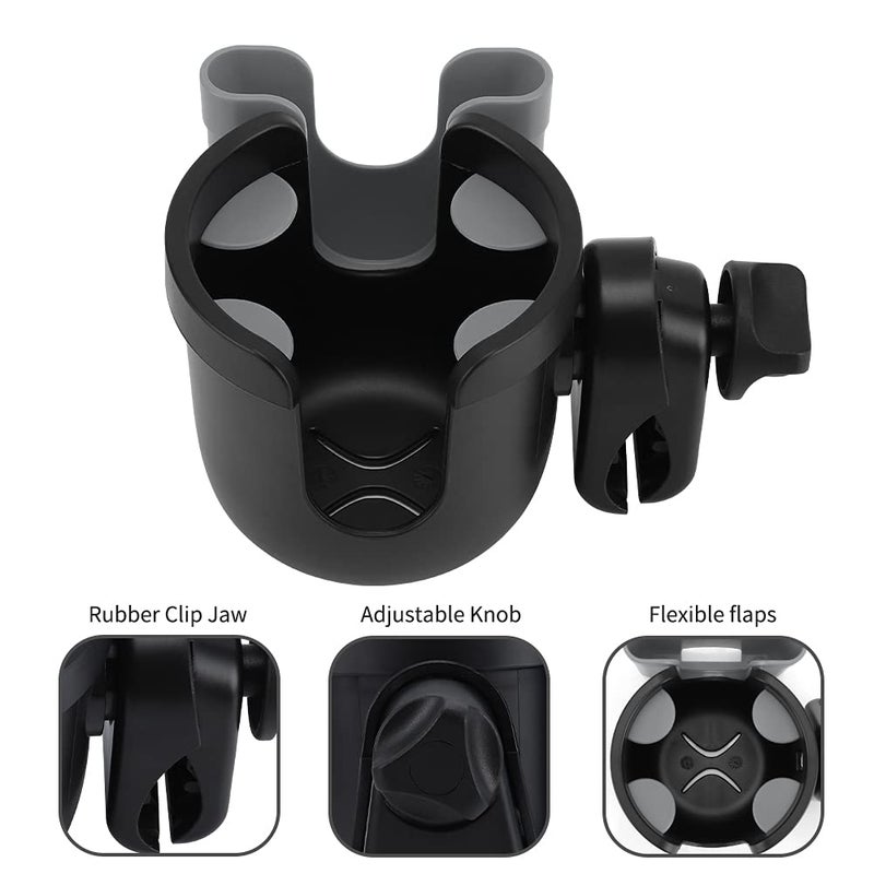 Accmor Stroller Cup Holder with Phone Holder, Bike Cup Holder, Universal Cup Holder for Uppababy Nuna Doona Strollers, 2-in-1 Cup Phone Holder for Stroller, Bike, Wheelchair, Walker, Scooter - Image 4