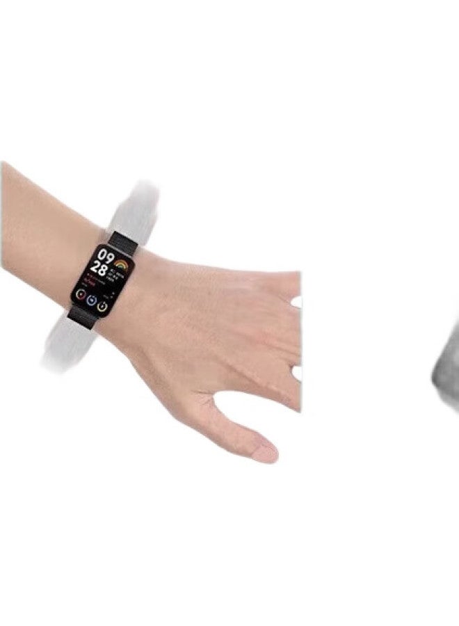 Stiger Magnetic Milanese Loop Compatible With Xiaomi Band 8 Pro/9 Pro, Replacement Metal Strap, Accessory [Milanese Magnetic] Silver - Image 1