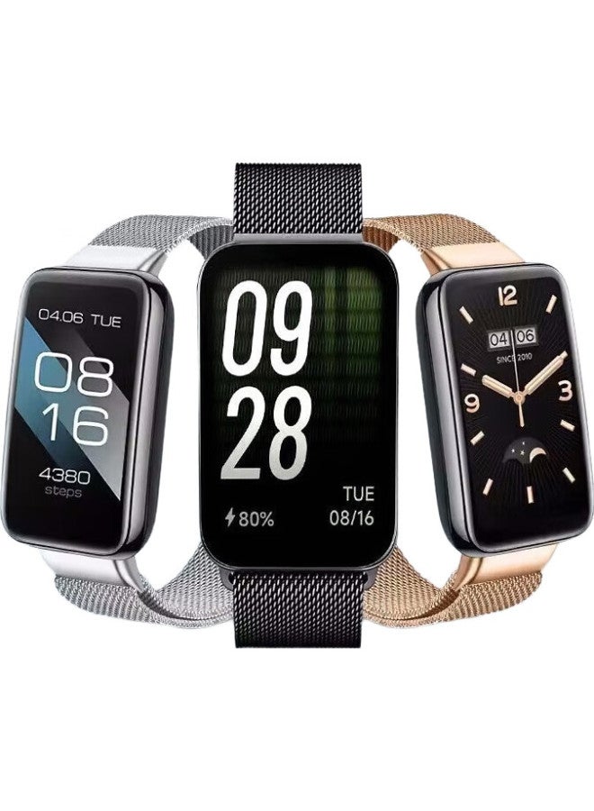 Stiger Magnetic Milanese Loop Compatible With Xiaomi Band 8 Pro/9 Pro, Replacement Metal Strap, Accessory [Milanese Magnetic] Silver - Image 3