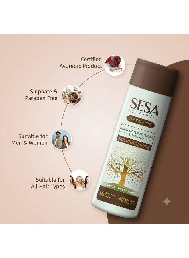 Sesa Ayurvedic Strong Roots Hair Strengthing Shampoo + Conditioner for Hair Fall Control and Hair Growth | All Hair Types | Paraben Free & Sulphate Free | 200 ml (Pack of 1) - Image 3