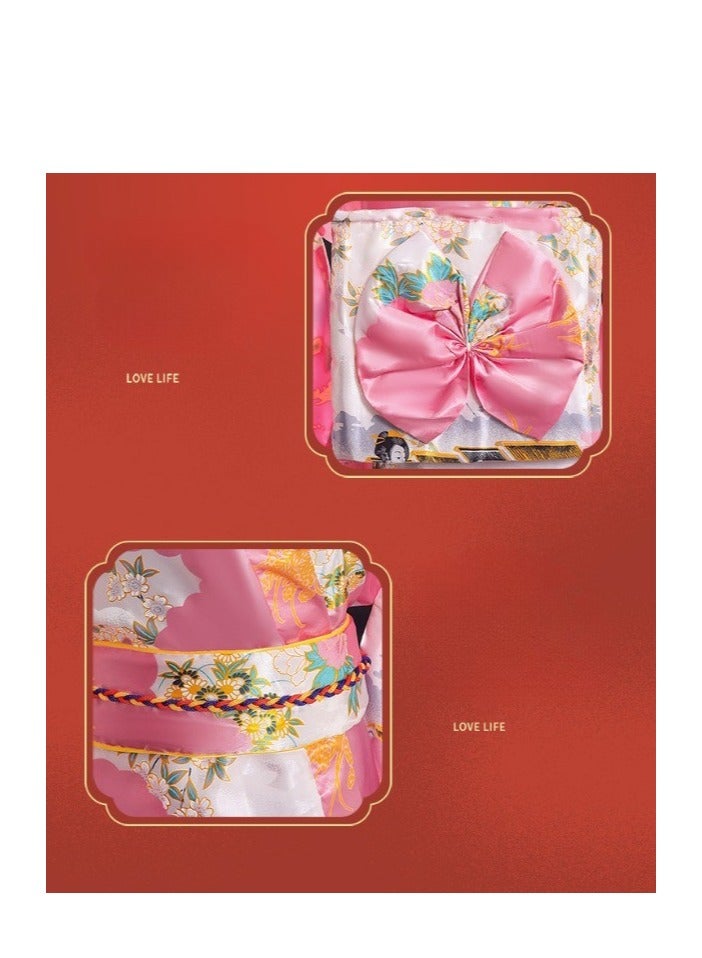 New Japanese Kimono, Japanese Traditional Clothing for Nightgown, Bathrobe, Home Clothes, Ethnic Style Stage Performance Clothes(Does not include fan) - Image 4