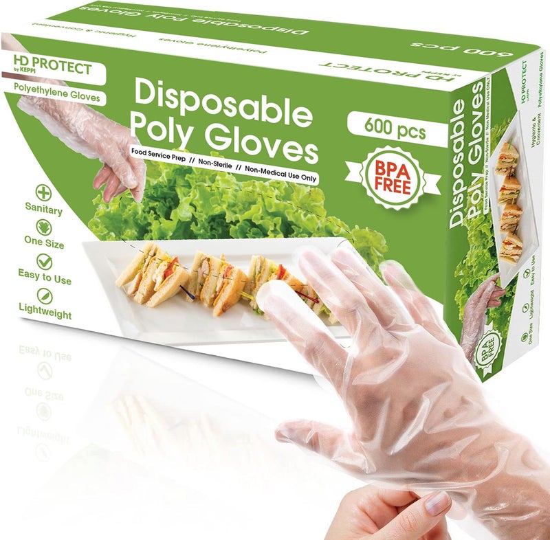 Keppi 600 Pack Disposable Food Prep Gloves â€“ Clear Polyethylene, Latex-Free, BPA-Free, Powder-Free â€“ Bulk Kitchen Cooking, Catering, BBQ, Baking, Restaurant, Food Handling & Serving Gloves - Image 1