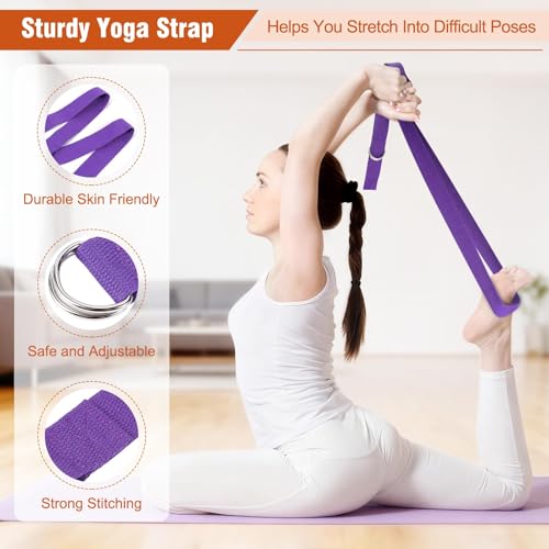 Muuruu Pilates Equipment Kit for Home Workout, Pilates Ring and Ball Set for Women, 14'' Magic Circle Essentials Accessories Kit, Wrist Weights, Resistance Bands, Yoga Strap, Socks, Bag Purple - Image 4